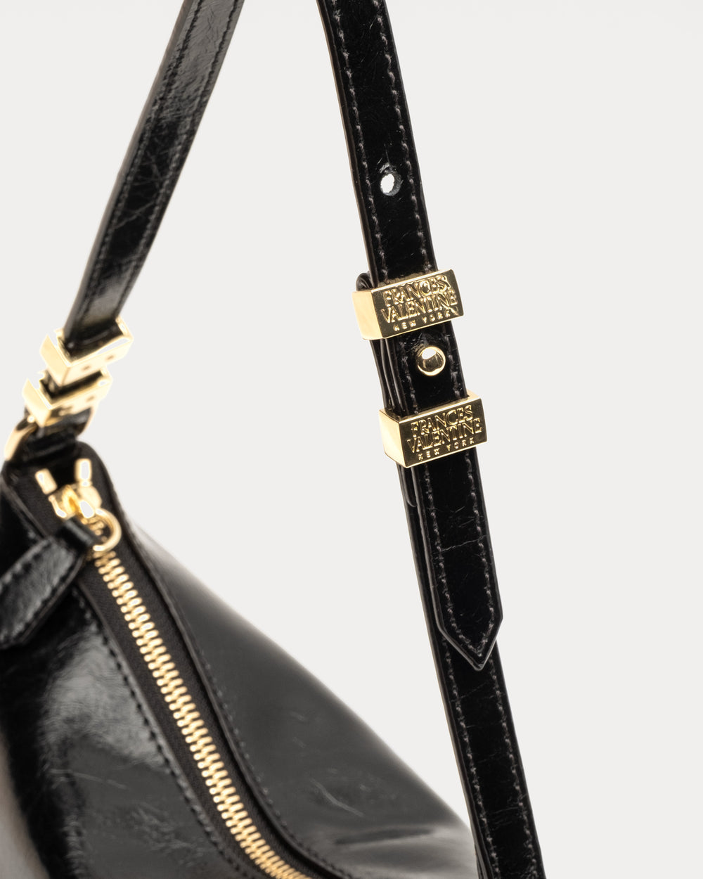 Freddie Shoulder Bag - Crinkled Leather Black Shoulder Bag Frances Valentine