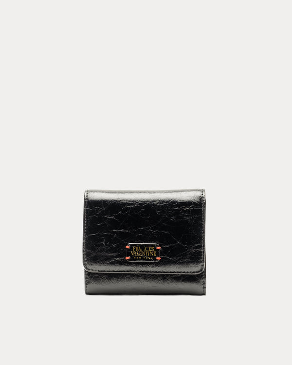 Perfect Wallet - Crinkled Leather Black Wallet Frances Valentine