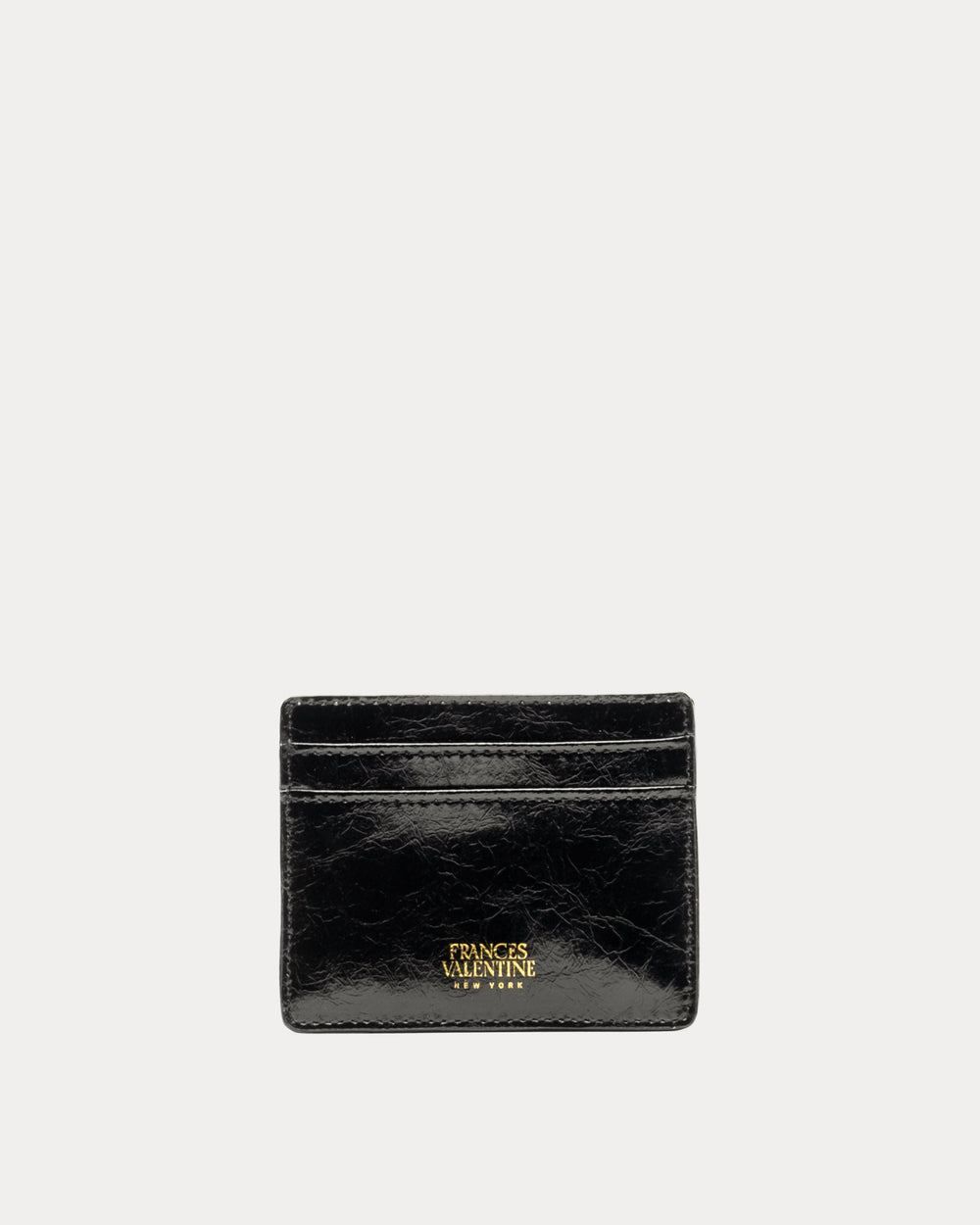 Card Case - Crinkled Leather Black Wallet Frances Valentine