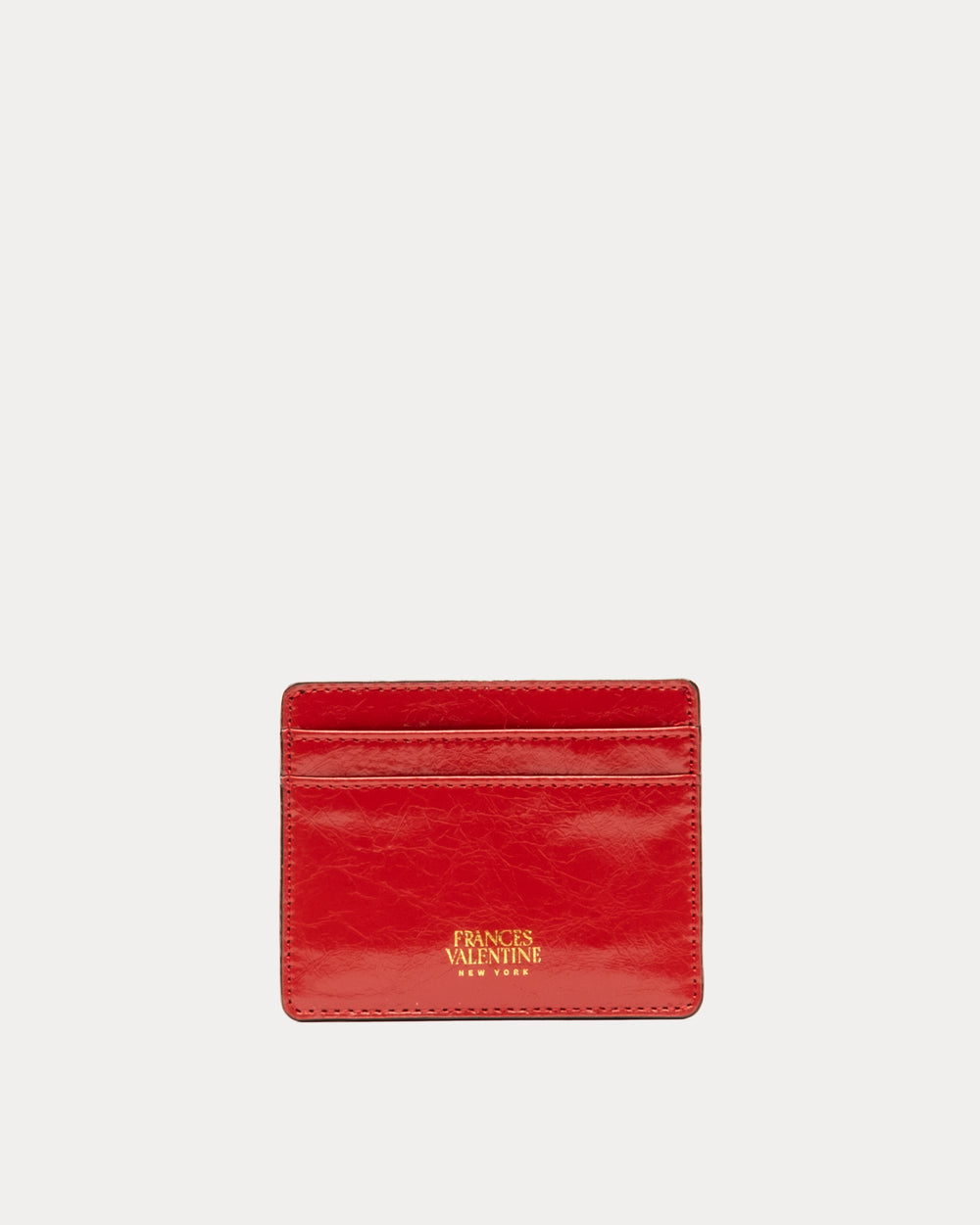 Card Case - Crinkled Leather Red Wallet Frances Valentine