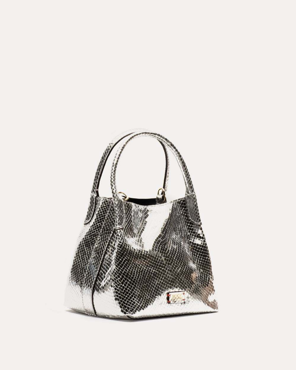 Teeny Sweet Pea - Metallic Snake Leather Silver Handbag Frances Valentine