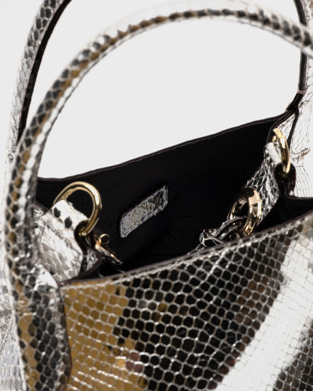 Teeny Sweet Pea - Metallic Snake Leather Silver Handbag Frances Valentine