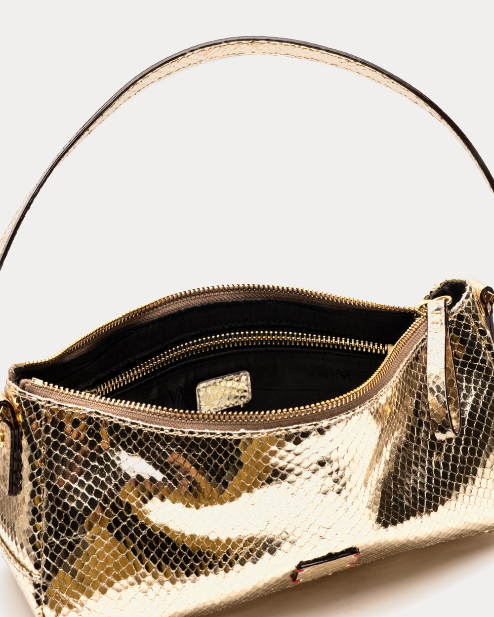 Mia Metallic Snake Leather - Gold Shoulder Bag Frances Valentine