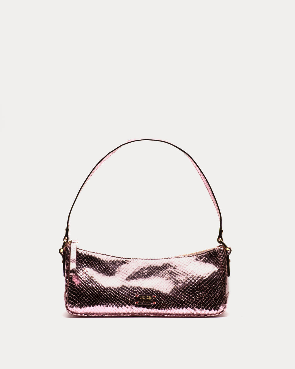 Mia Metallic Snake Leather - Pink Shoulder Bag Frances Valentine
