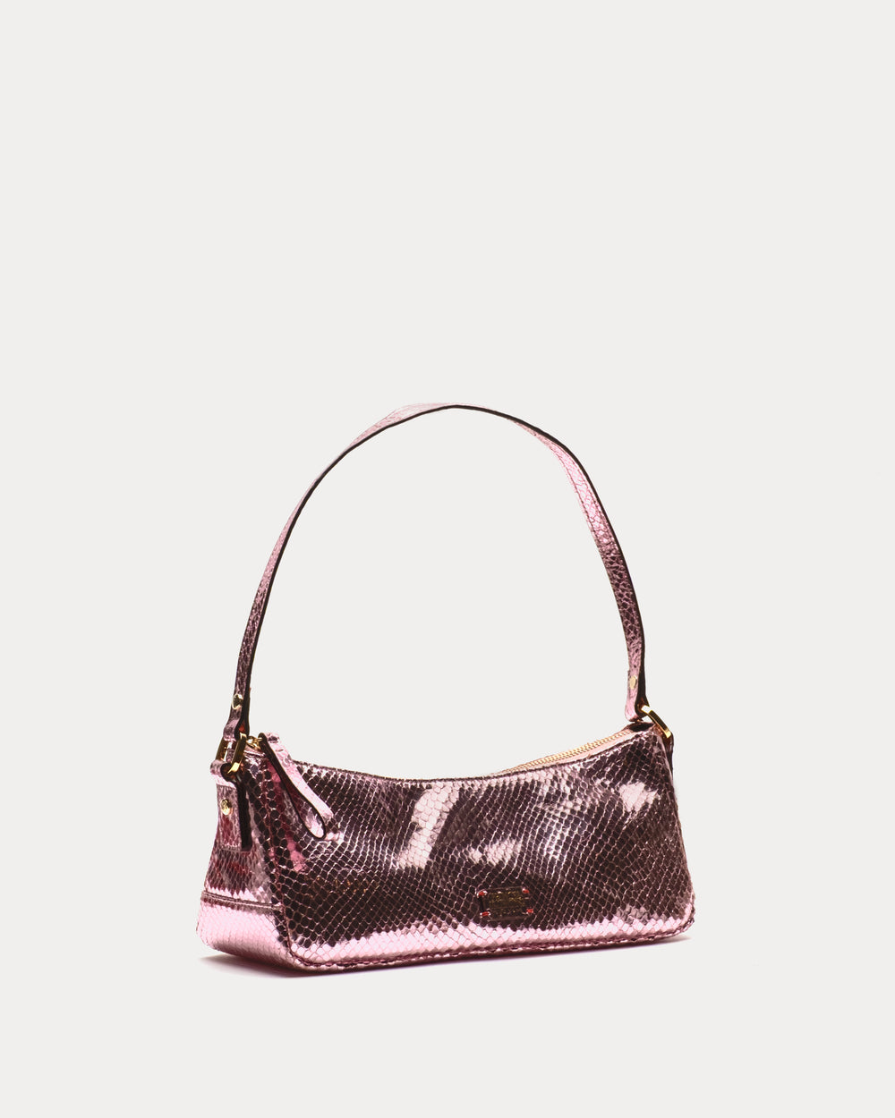 Mia Metallic Snake Leather - Pink Shoulder Bag Frances Valentine