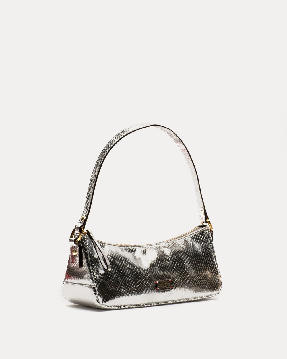 Mia Metallic Snake Leather - Silver Shoulder Bag Frances Valentine