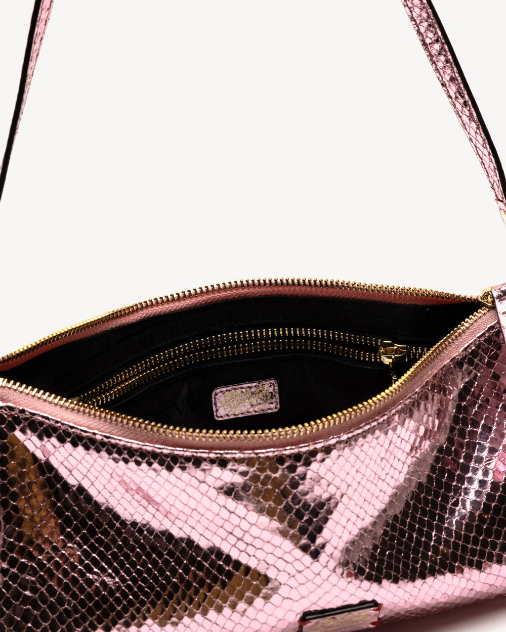 Mia Metallic Snake Leather - Pink Shoulder Bag Frances Valentine