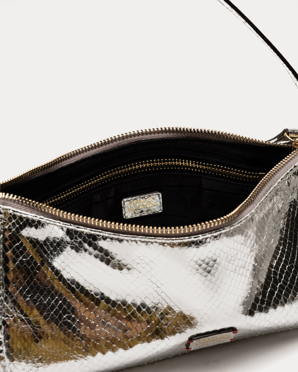 Mia Metallic Snake Leather - Silver Shoulder Bag Frances Valentine