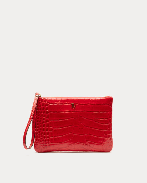 Embossed Croc Wristlet - Red Wallet Frances Valentine