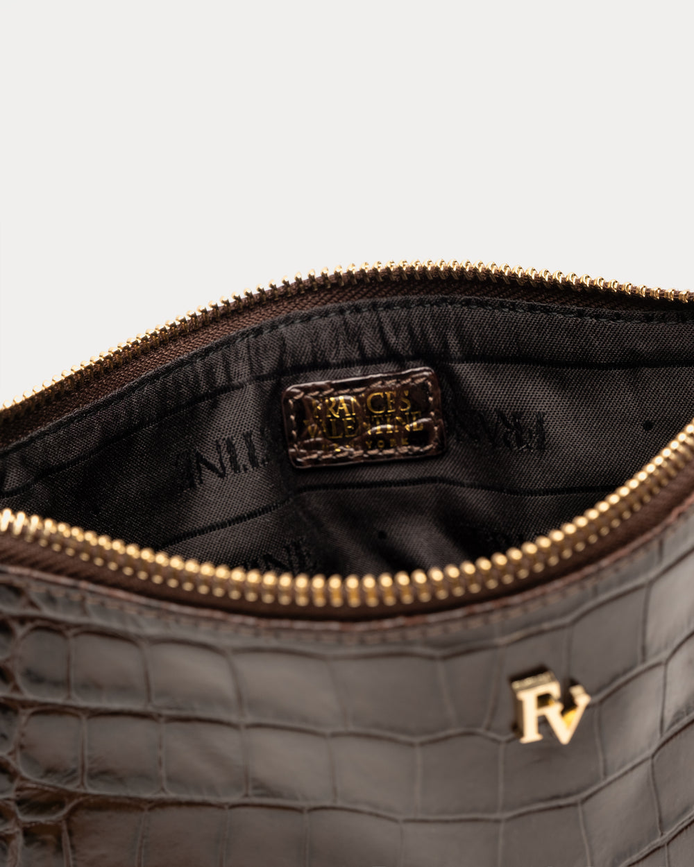 Embossed Croc Wristlet - Chocolate Wallet Frances Valentine