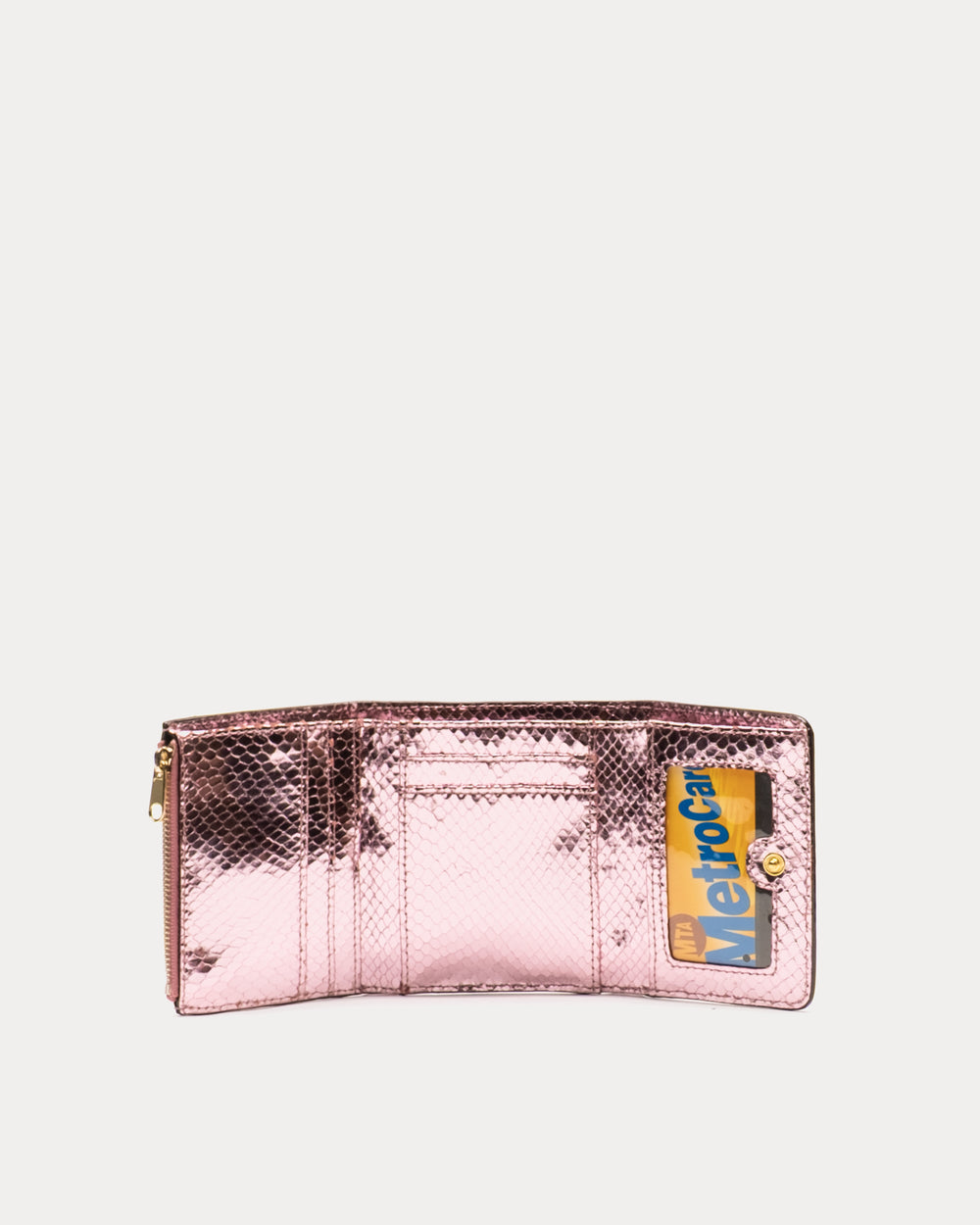Perfect Wallet Metallic Snake Leather - Pink Wallet Frances Valentine