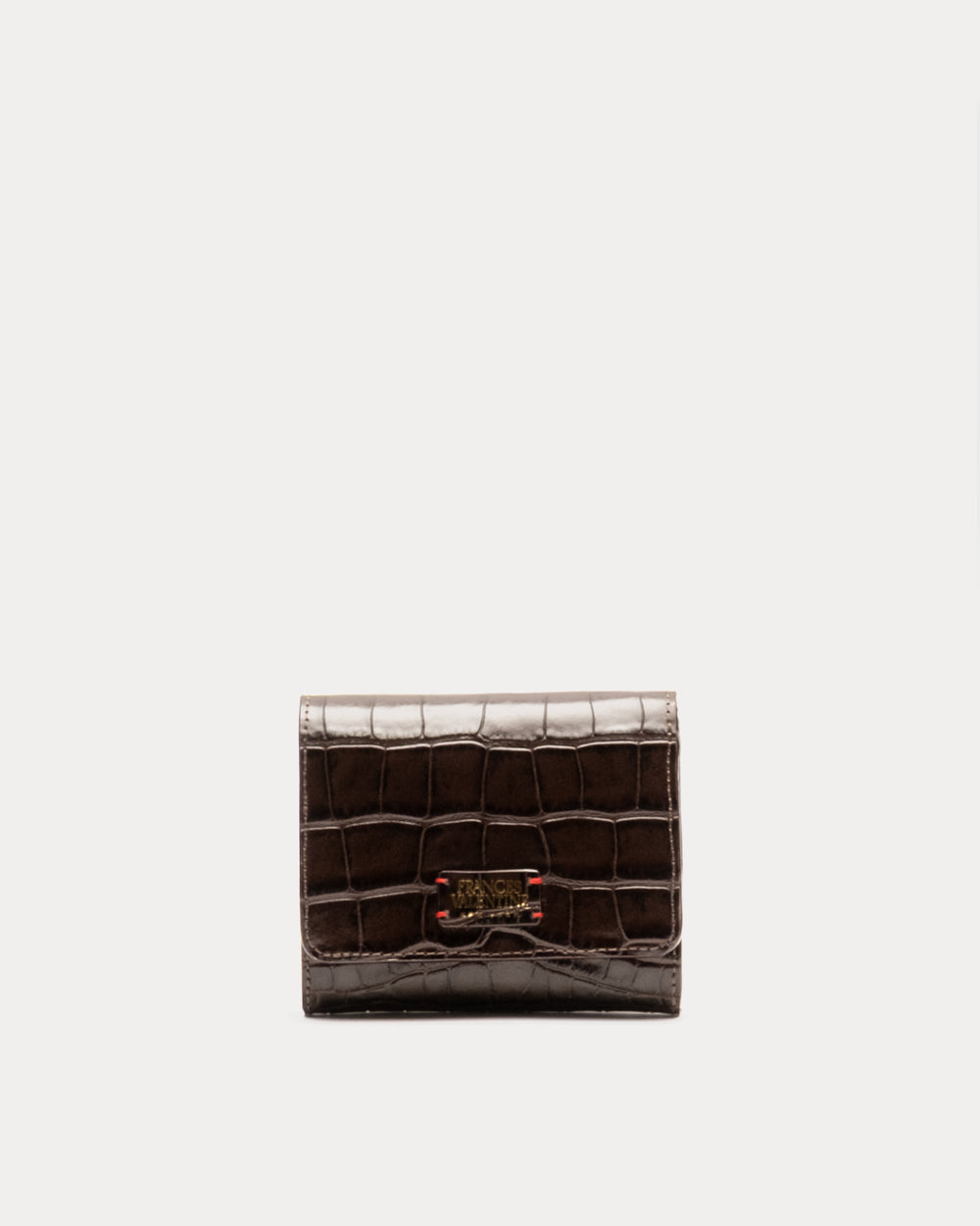 Perfect Wallet Embossed Croc Leather - Chocolate Wallet Frances Valentine