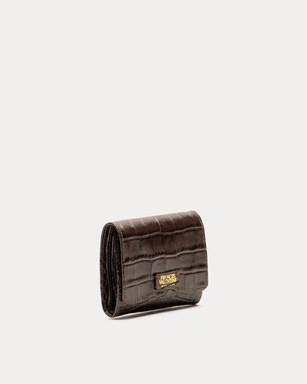 Perfect Wallet Embossed Croc Leather - Chocolate Wallet Frances Valentine
