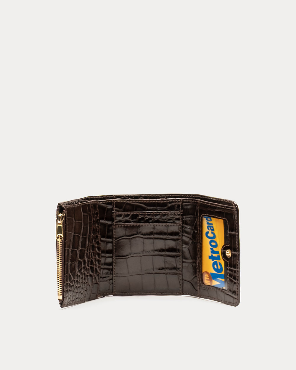Perfect Wallet Embossed Croc Leather - Chocolate Wallet Frances Valentine