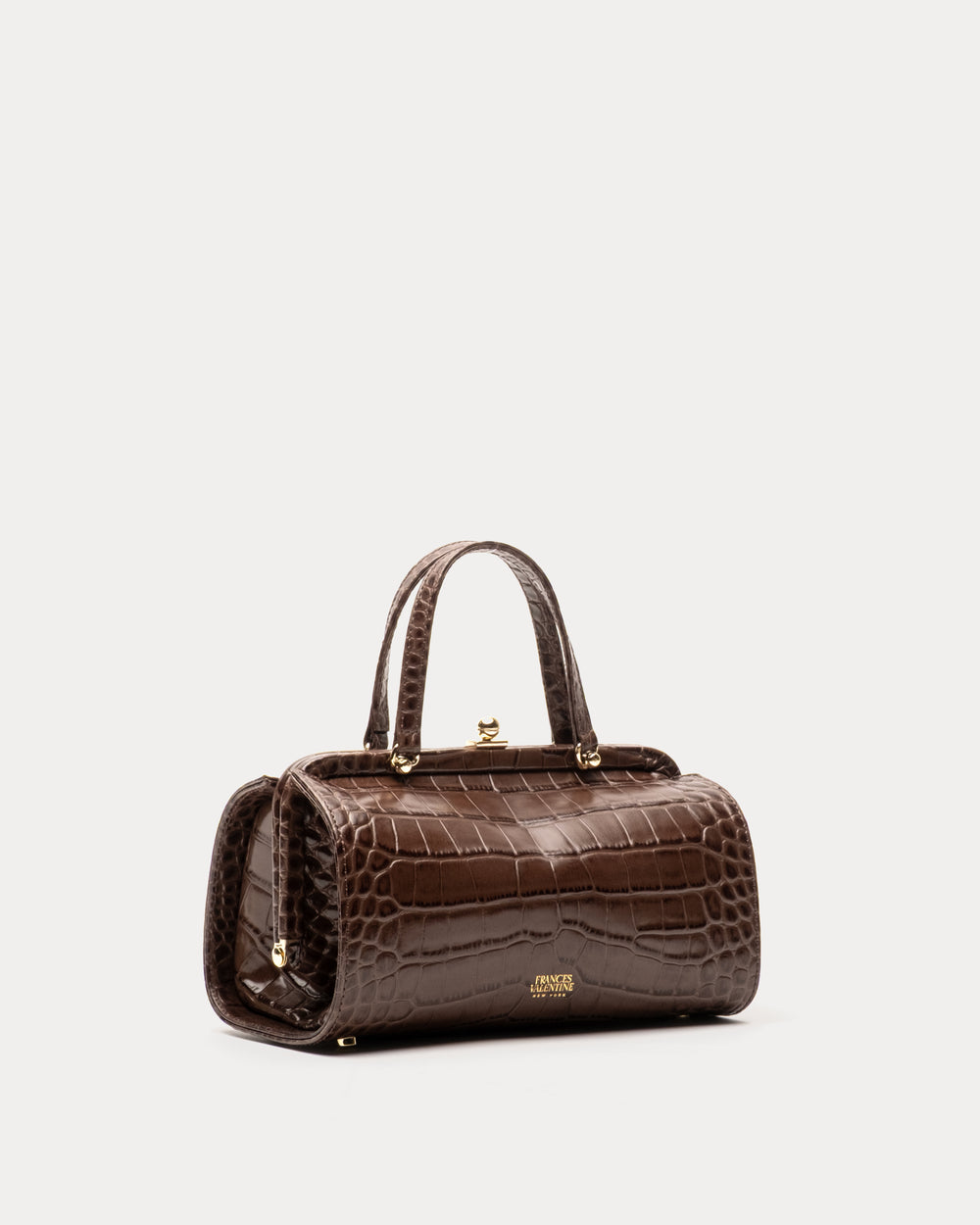 Petit Michelle - Embossed Croc Leather Chocolate Handbag Frances Valentine