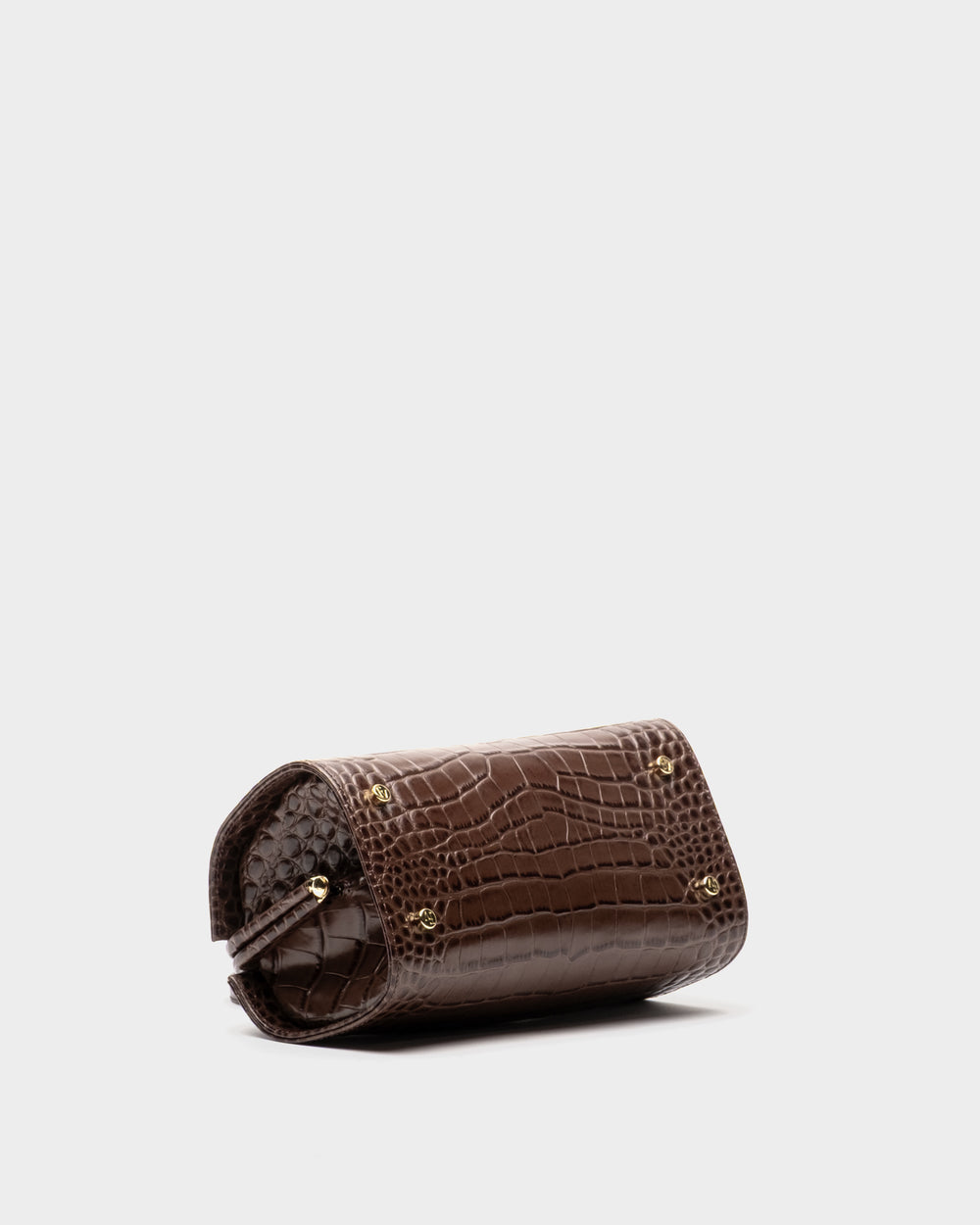 Petit Michelle - Embossed Croc Leather Chocolate Handbag Frances Valentine