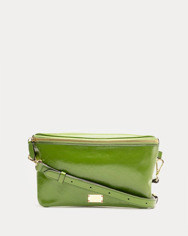 Billie Sling Bag - Crinkled Leather Green Small Crossbody Frances Valentine