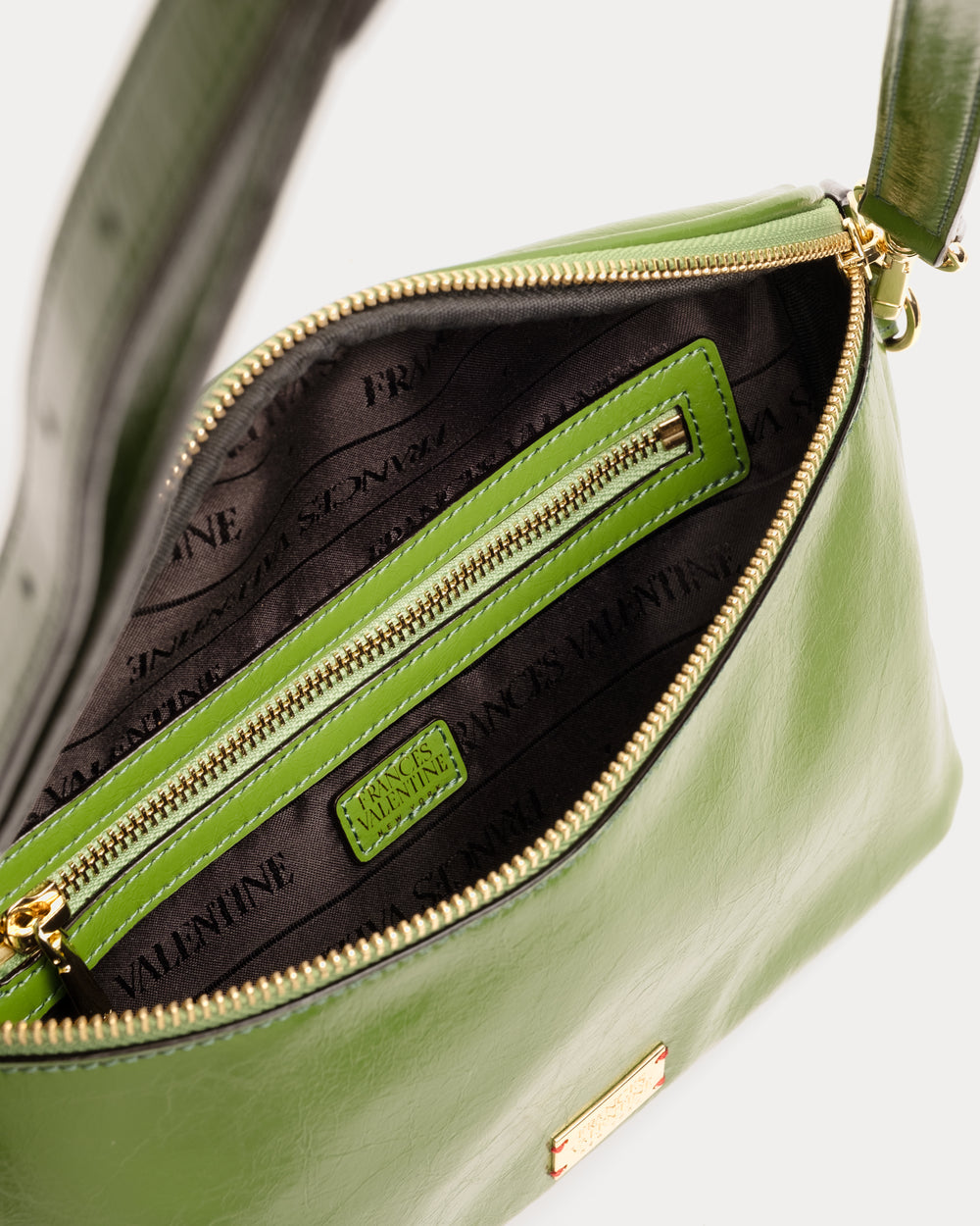 Billie Sling Bag - Crinkled Leather Green Small Crossbody Frances Valentine