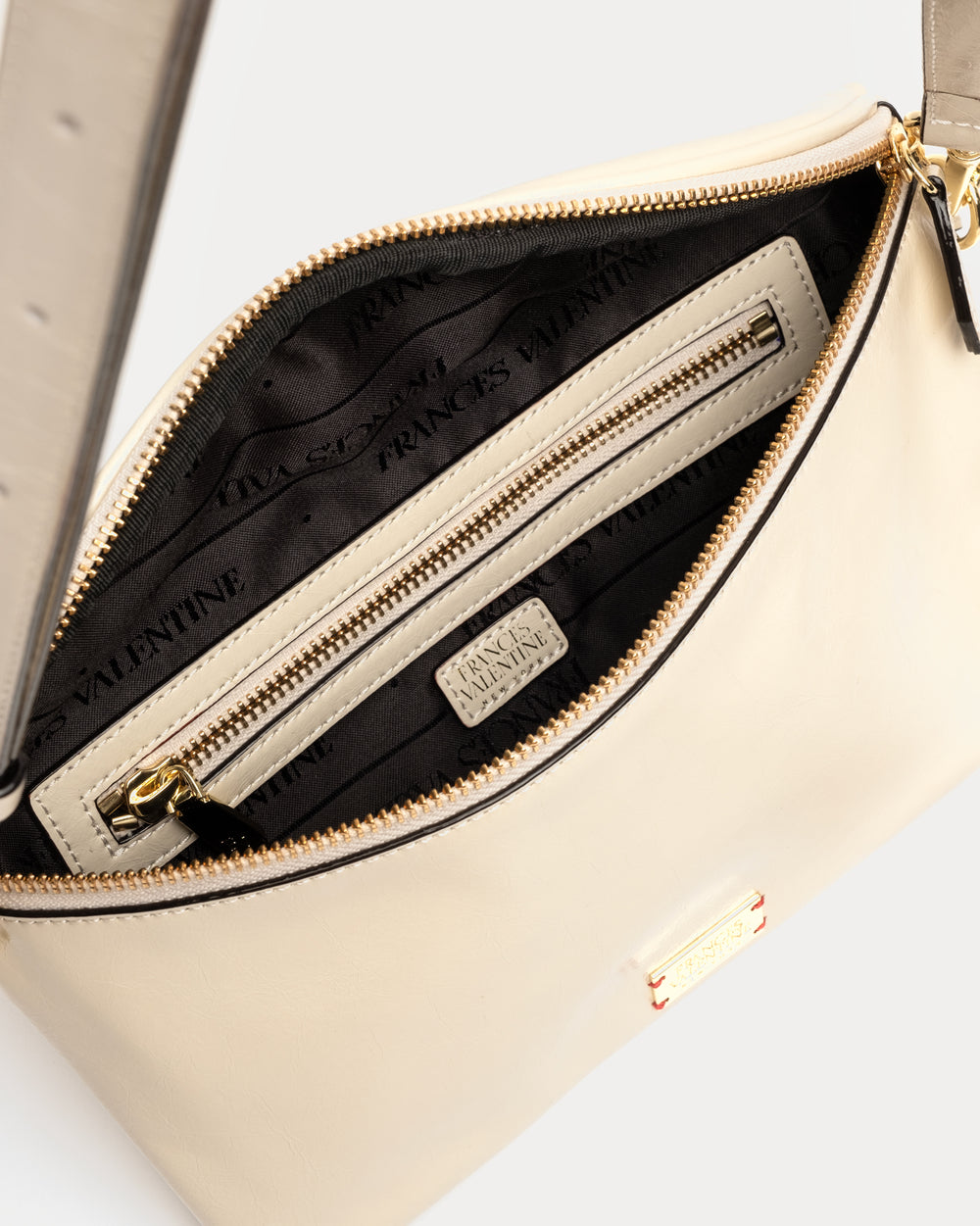 Billie Sling Bag - Crinkled Leather Oyster Small Crossbody Frances Valentine