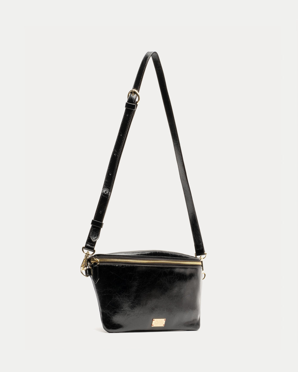 Billie Sling Bag - Crinkled Leather Black Small Crossbody Frances Valentine