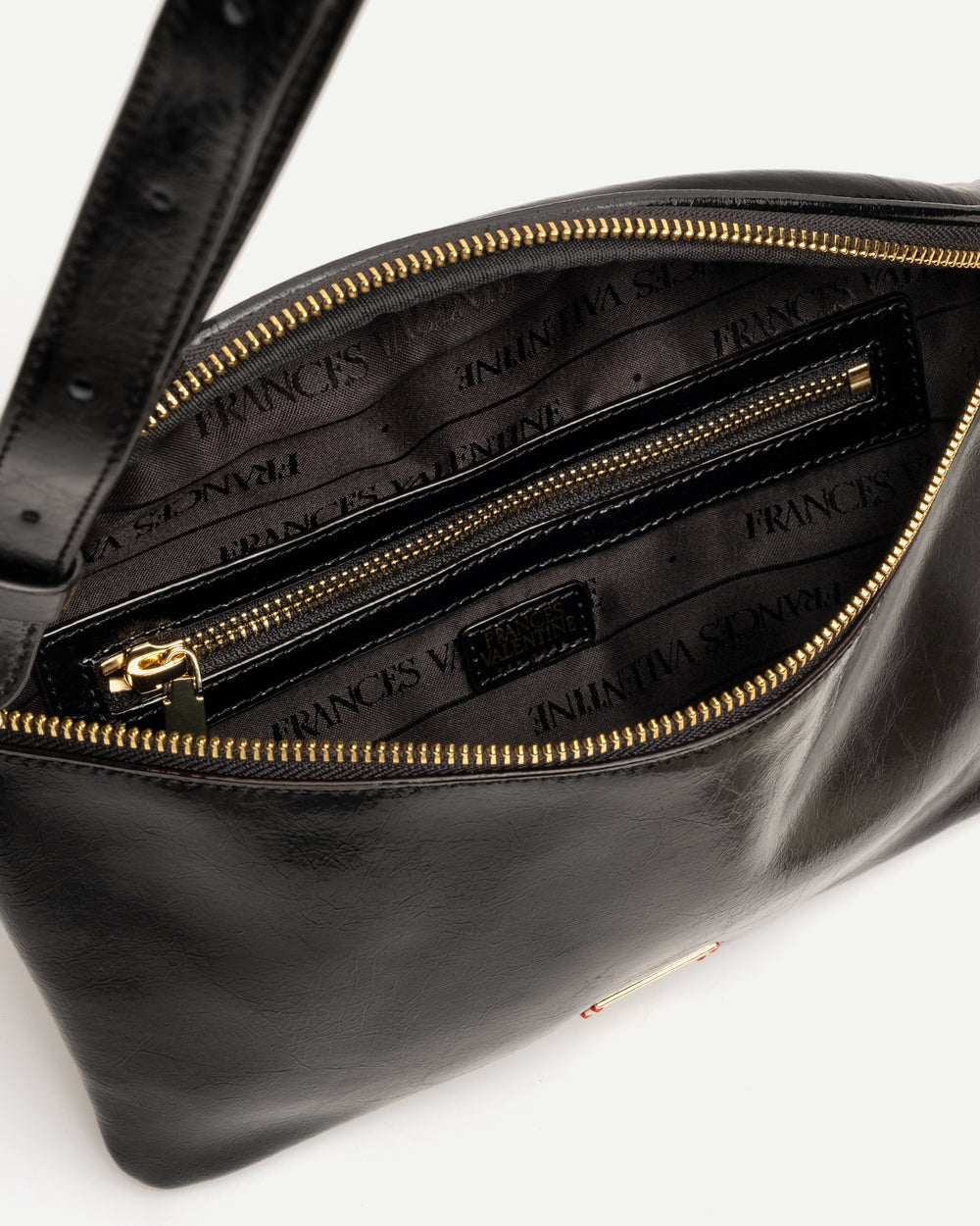 Billie Sling Bag - Crinkled Leather Black Small Crossbody Frances Valentine