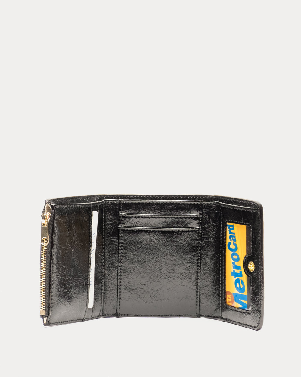 Perfect Wallet - Crinkled Leather Black Wallet Frances Valentine