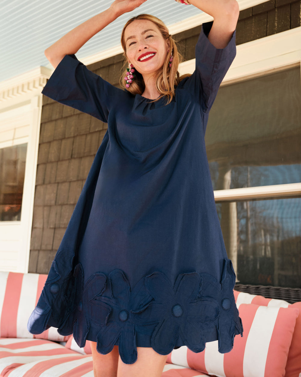 Zennia Flower Dress - Navy Dresses Frances Valentine
