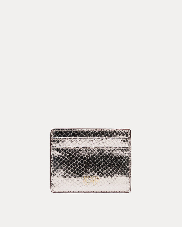 Card Case Metallic Snake Leather - Silver Wallet Frances Valentine