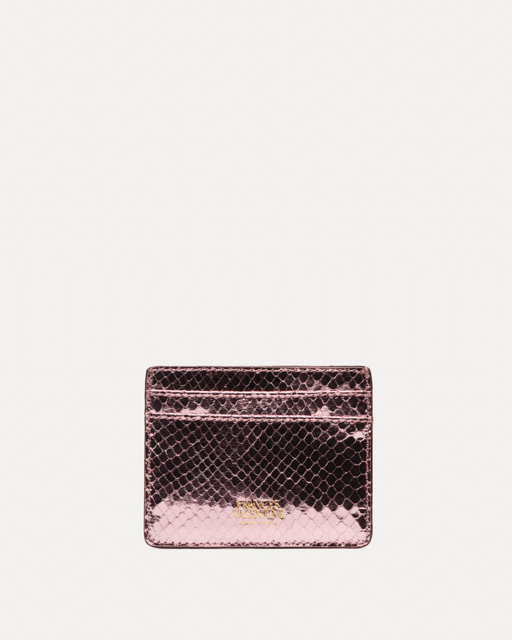 Card Case Metallic Snake Leather - Pink Wallet Frances Valentine
