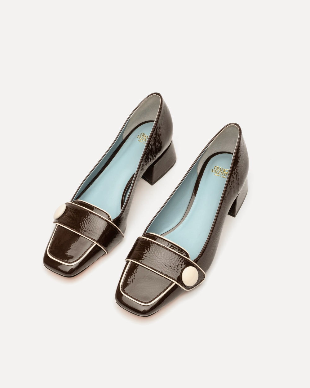 Mackie Patent Block Heel - Chocolate Heels Frances Valentine