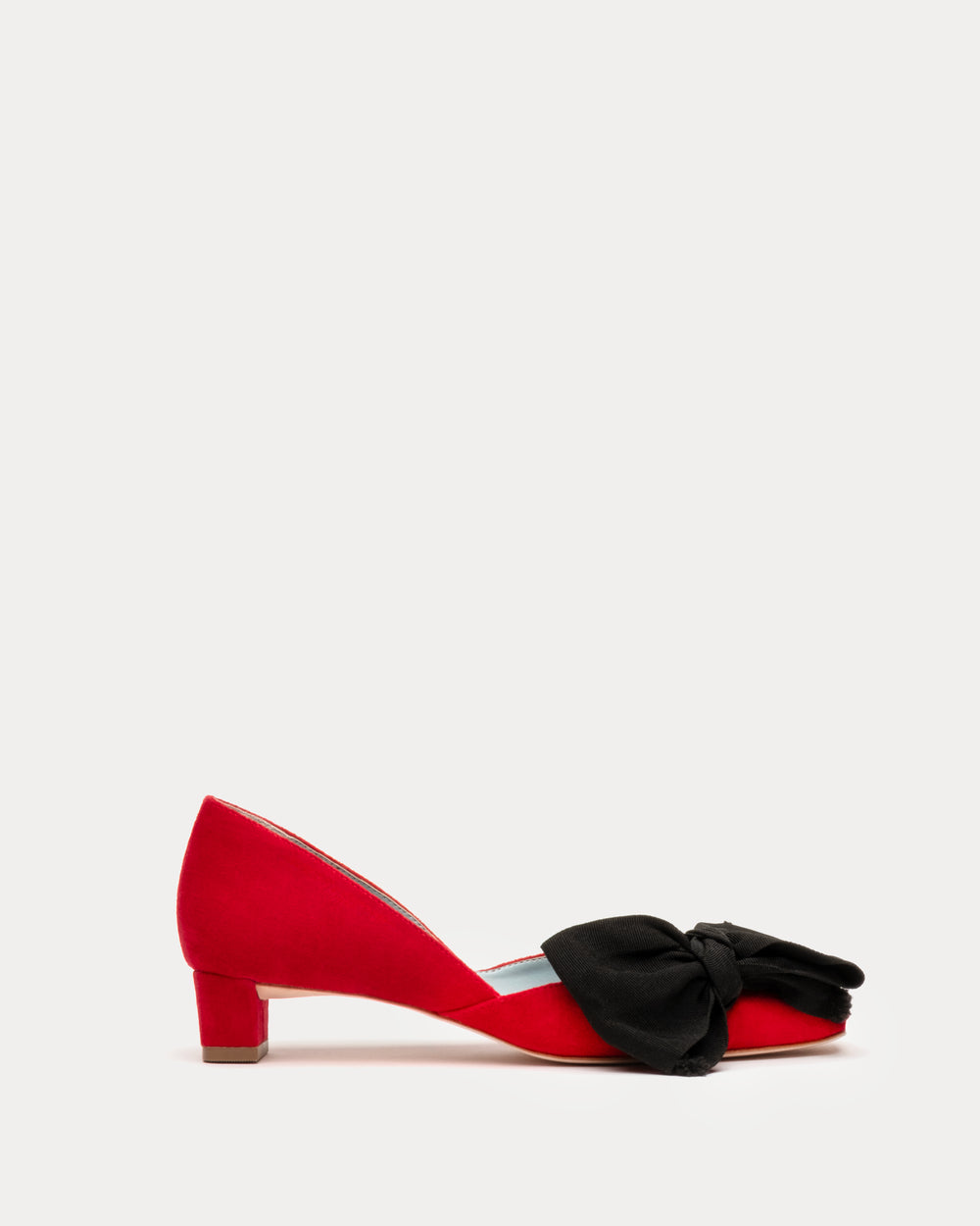 McCall Grace Velvet Bow Mini Block Heel - Red Heels Frances Valentine