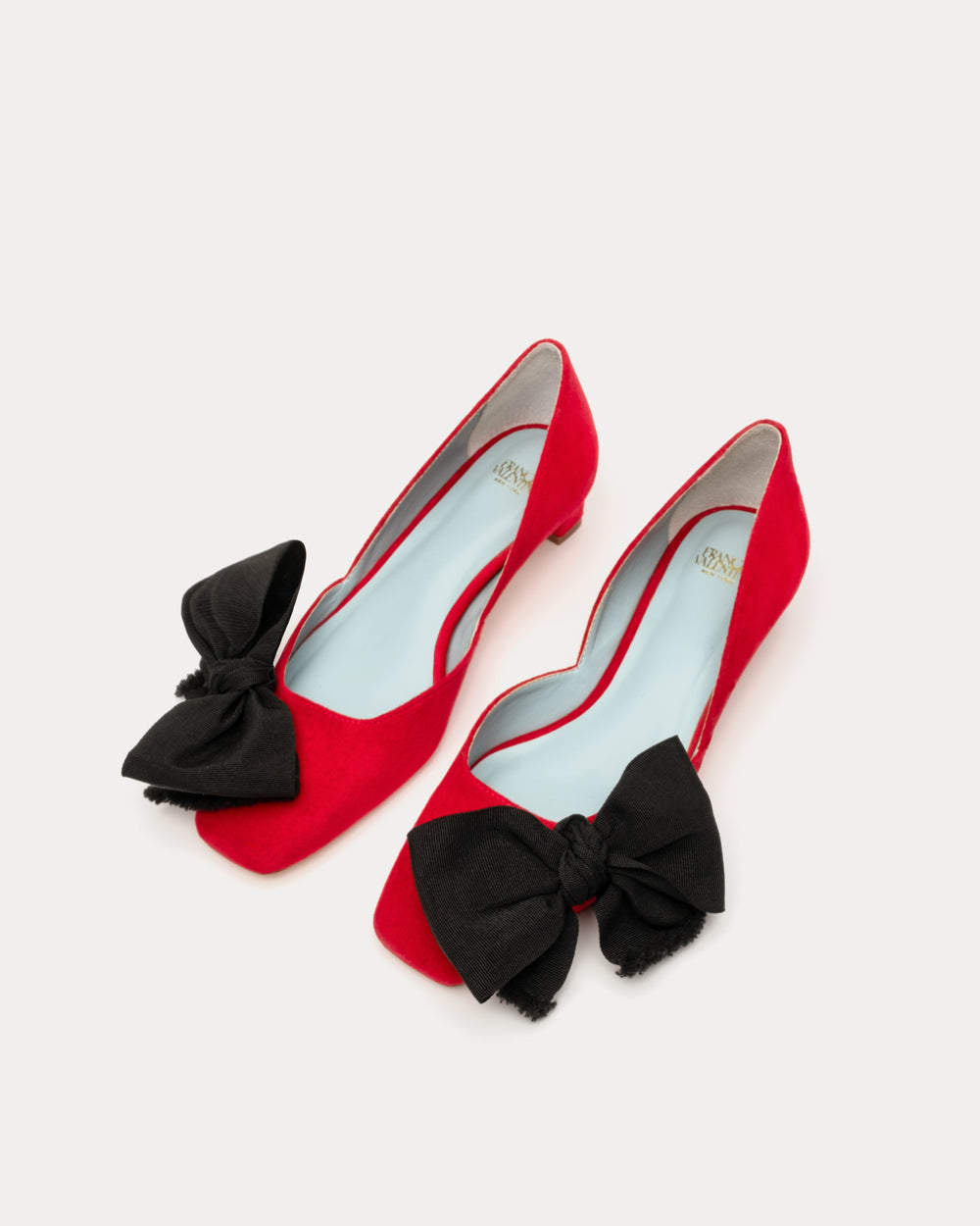 McCall Grace Velvet Bow Mini Block Heel - Red Heels Frances Valentine