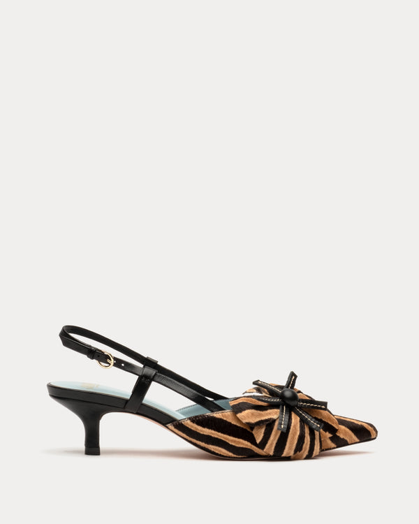 Flower Kitten Heel - Zebra Haircalf Heels Frances Valentine
