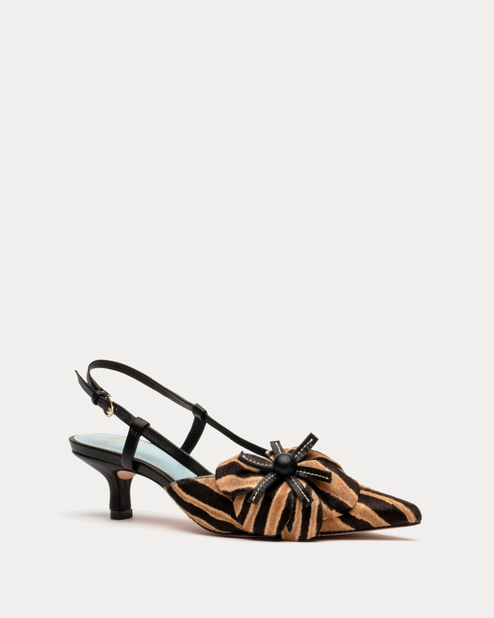 Flower Kitten Heel - Zebra Haircalf Heels Frances Valentine