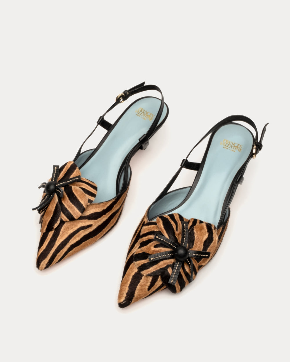 Flower Kitten Heel - Zebra Haircalf Heels Frances Valentine