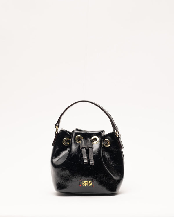 Minnie Bucket - Crinkled Leather Black