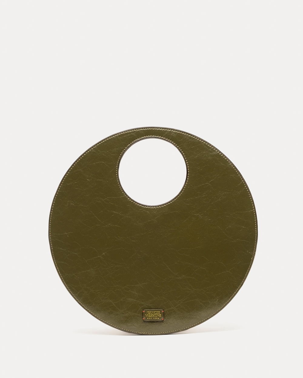Juno Circle Bag - Crinkled Leather Olive Handbag Frances Valentine