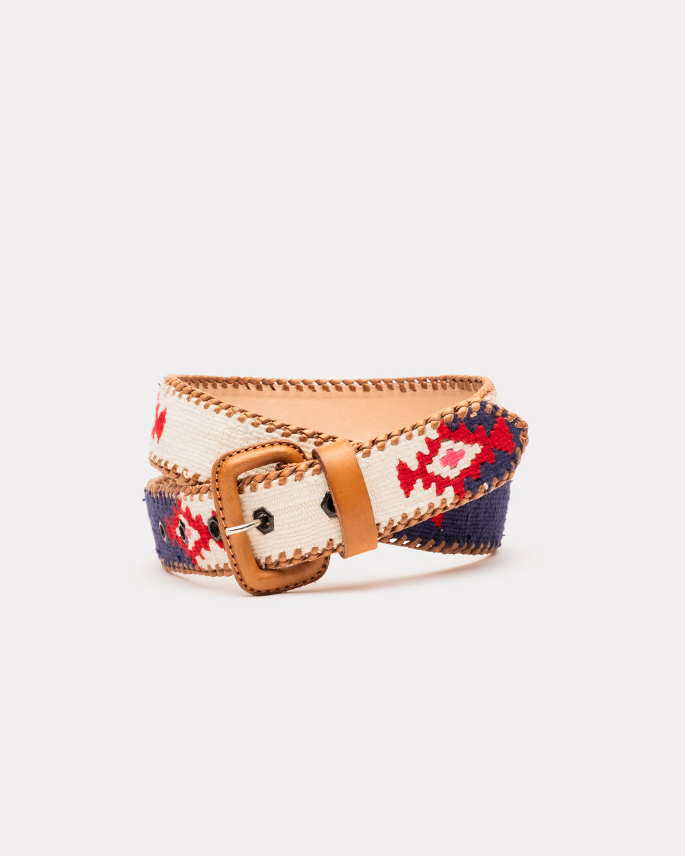 Handwoven Guatemalan Leather Belt - Oyster Frances Valentine