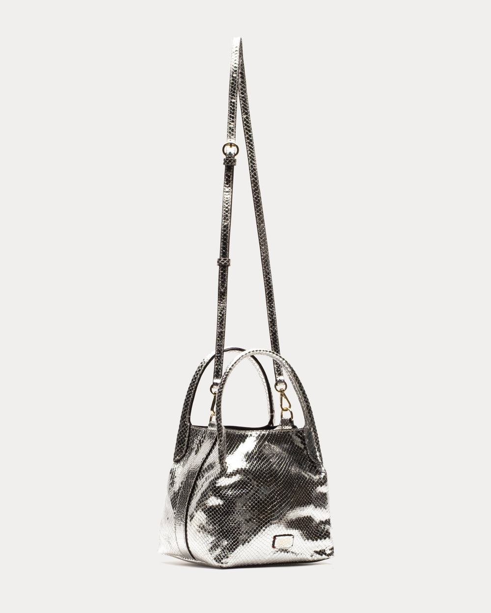 Teeny Sweet Pea - Metallic Snake Leather Silver Handbag Frances Valentine