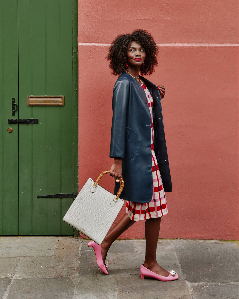 Mod Jacket - Faux Leather Navy Coats & Jackets Frances Valentine