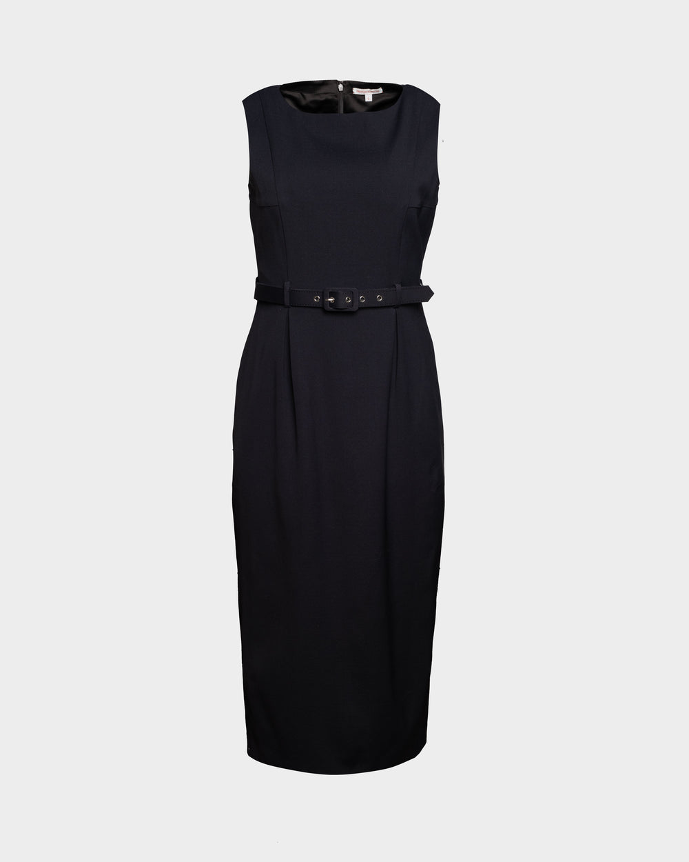 Audrey Belted Midi Dress - Black