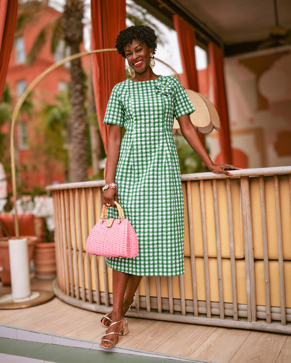 Michelle Gingham Midi Dress - Green Dresses Frances Valentine