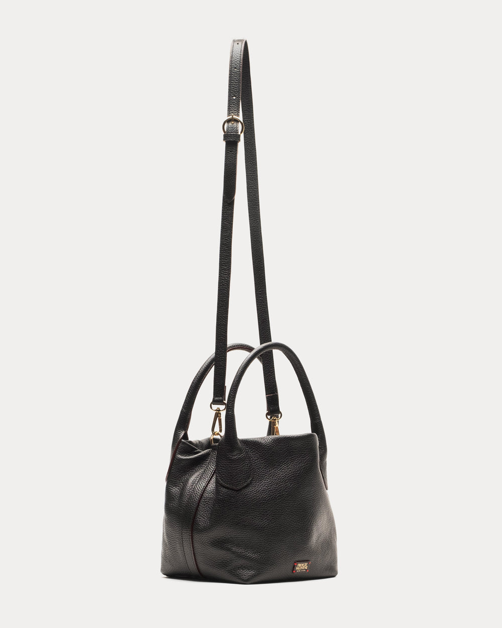 Mini Sweet Pea - Tumbled Leather Black Small Tote Frances Valentine