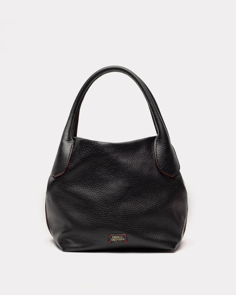 Mini Sweet Pea - Tumbled Leather Black Small Tote Frances Valentine