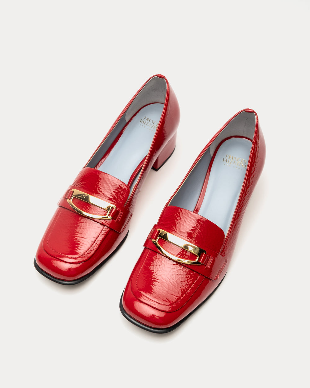 MTM Loafer - Crinkled Leather Red Loafers Frances Valentine