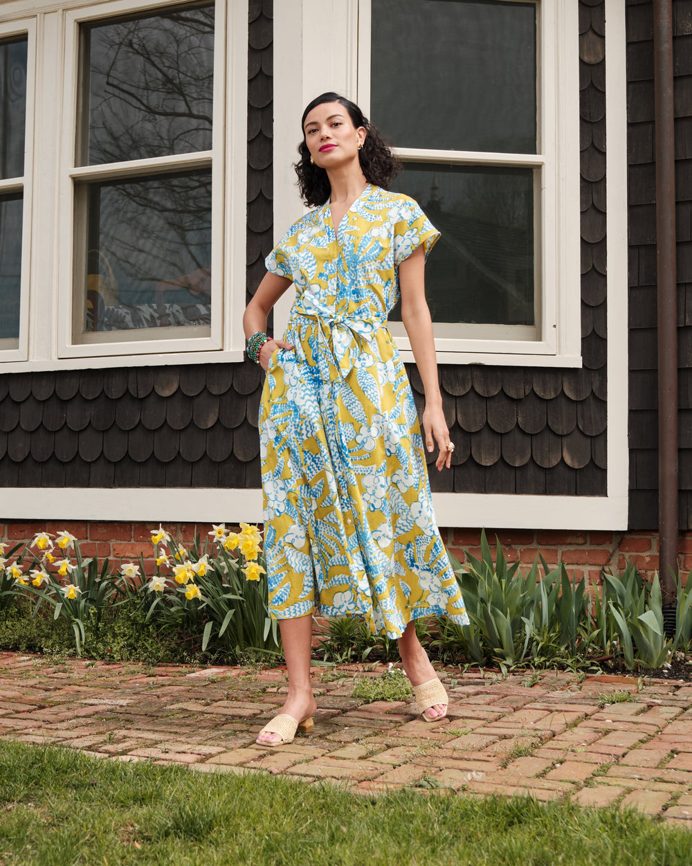 Eve Dress - Sketchy Jungle Green Dresses Frances Valentine
