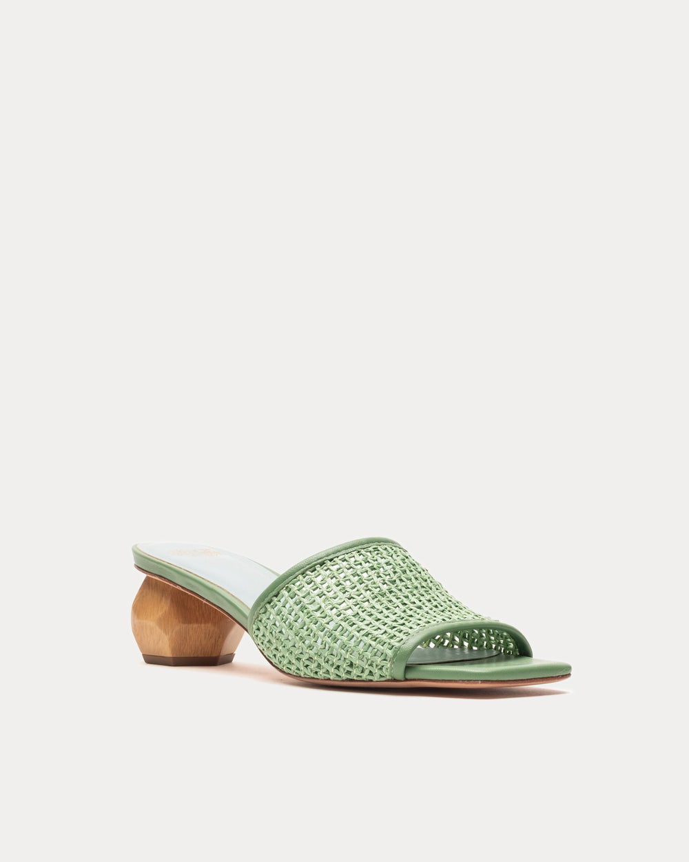 Raffia Mesh Slide - Green Sandals Frances Valentine