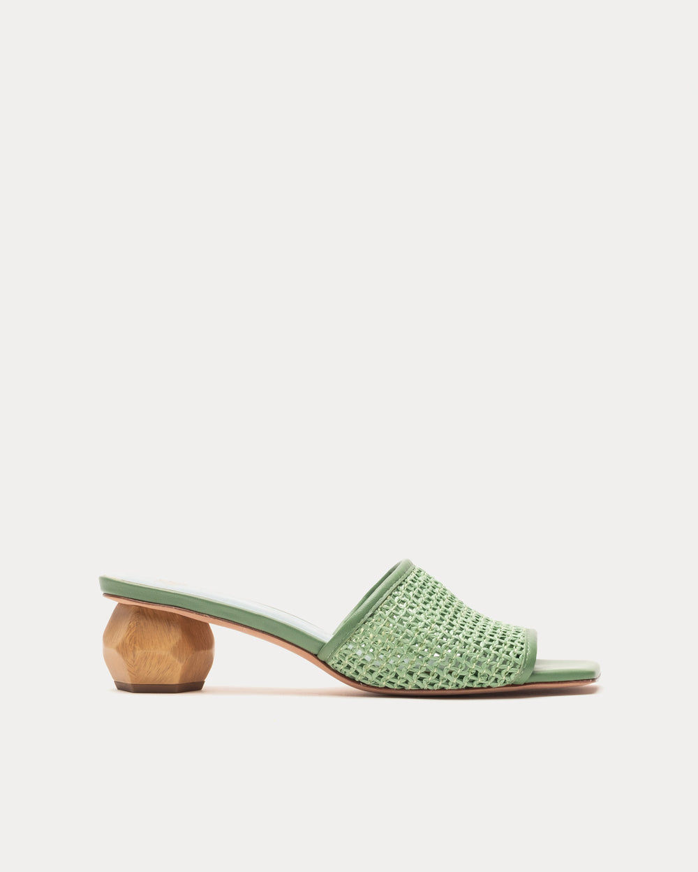 Raffia Mesh Slide - Green Sandals Frances Valentine
