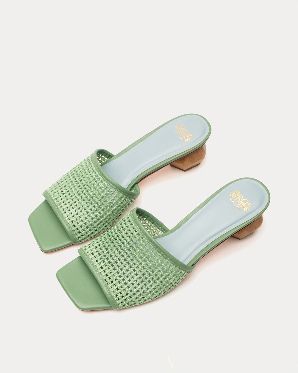 Raffia Mesh Slide - Green Sandals Frances Valentine