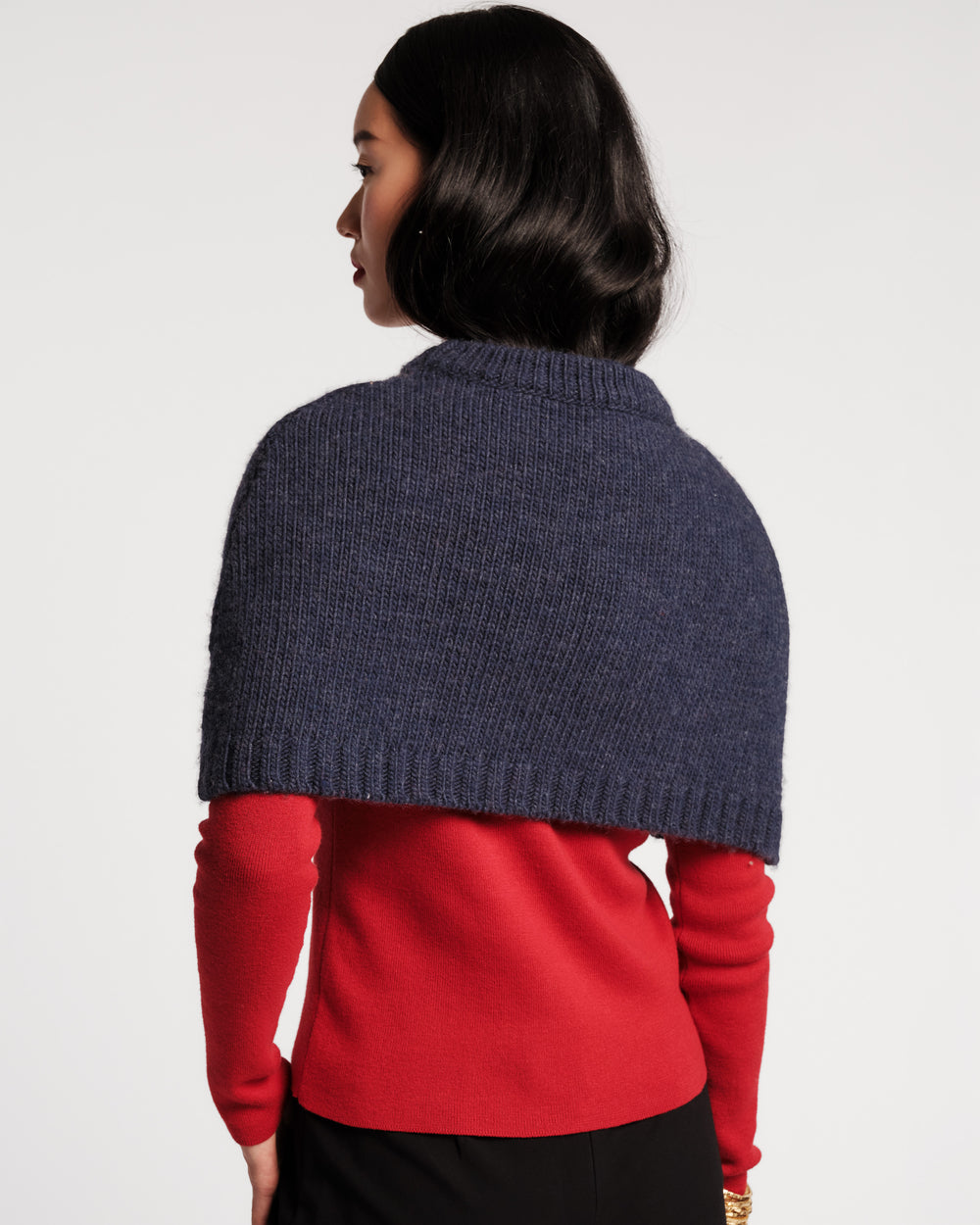 Emma Embroidered Flower Shrug - Navy Sweater Frances Valentine